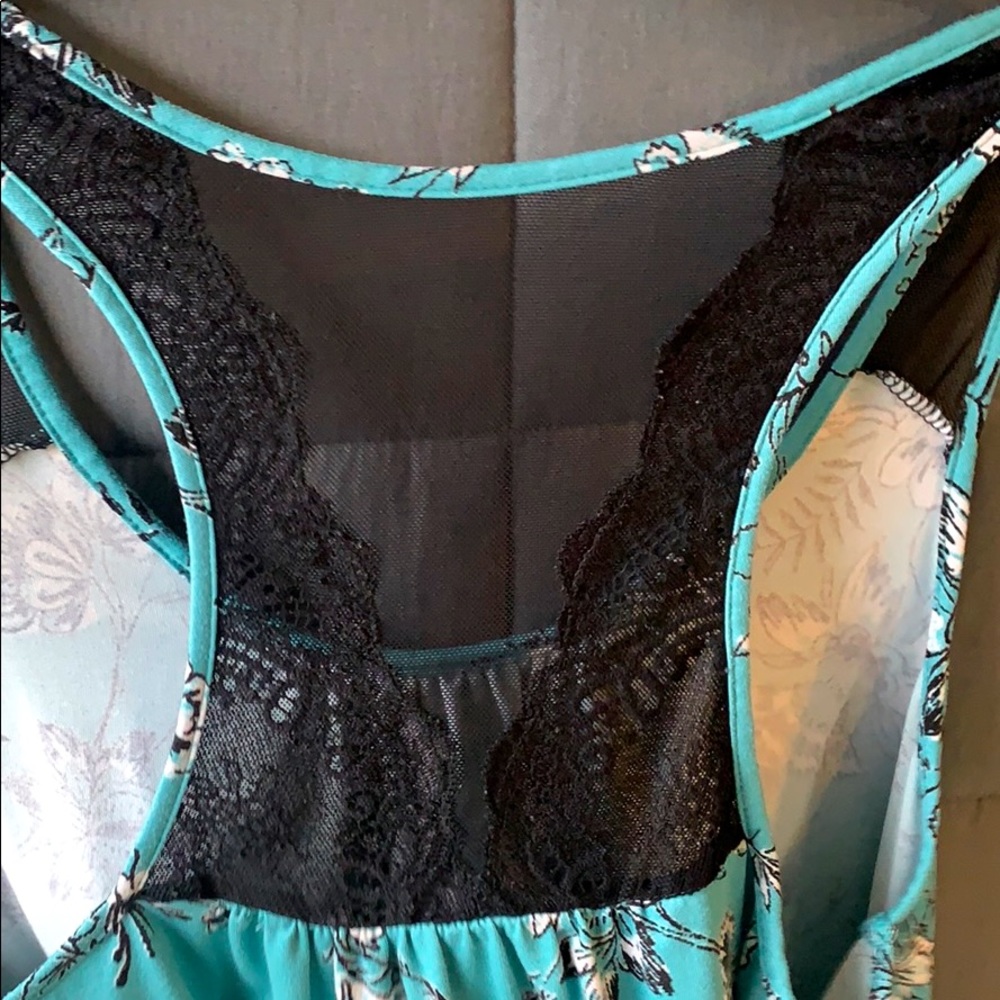 Teal Floral Beach Cover up Sun Dress - Picture 3 of 5